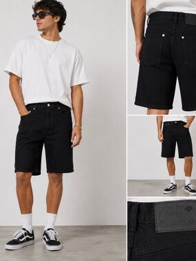 Harley-Davidson Black High-Rise Bermuda Denim Shorts